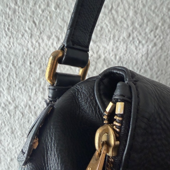 Marc Jacobs Black Leather Hobo Bag with Gold Accents - Picture 6 of 15